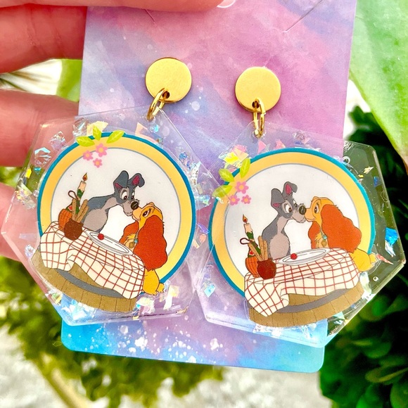 Lady And The Tramp Acrylic Earrings - Picture 1 of 5